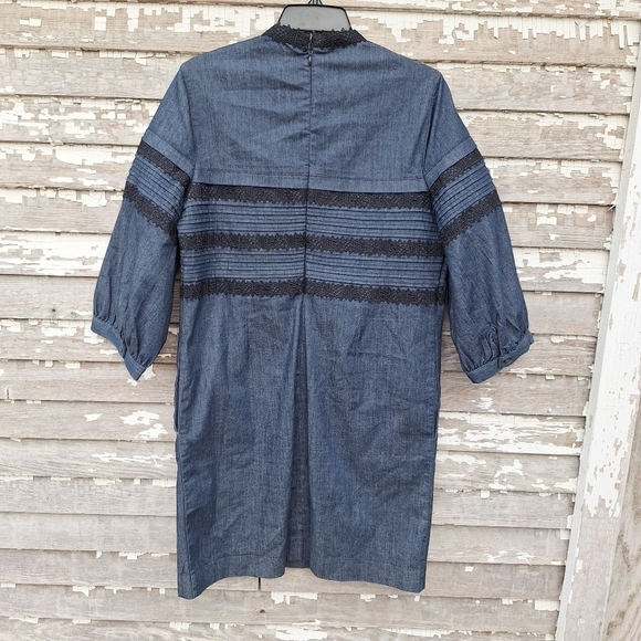 Banana Republic Pintuck & Lace Shift Dress Size 10 - Picture 6 of 9